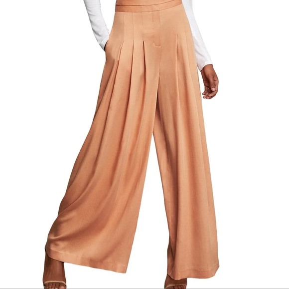 Bcbg maxazria brandy wide leg pleated flowing tan pants nwt - Picture 1 of 9